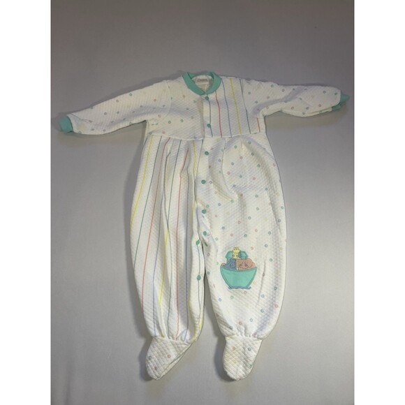 Carter's Other - Vintage Carter’s Quilted Baby Sleeper One-Piece Pastel Stripe Footed